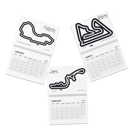 Wall Calendar 2025 Formula One Minimalist Circuit Track Outline Design